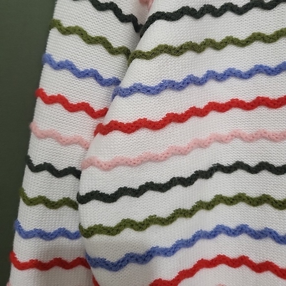 Unworn La Ligne Wool Striped Cotton Collarless Cardigan in White & Multi - Picture 8 of 9